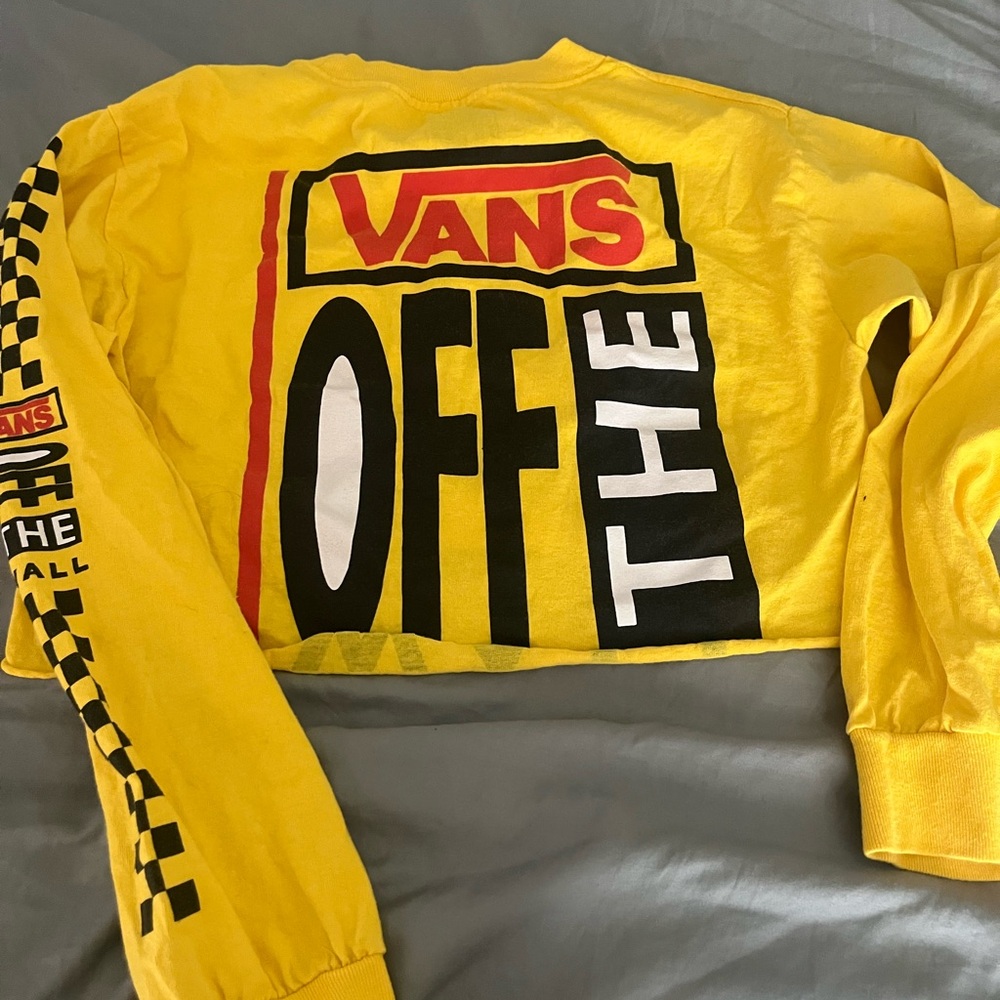 Vans Womens Cropped Long Sleeve Tee in Yellow and Black